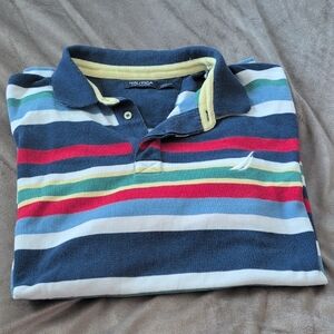 Nautica Men's Polo with Blue and Red Stripes